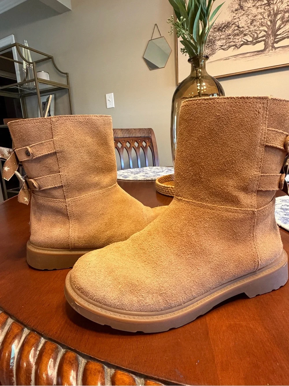 UGG Kids Chestnut Suede Star-Bow Boots